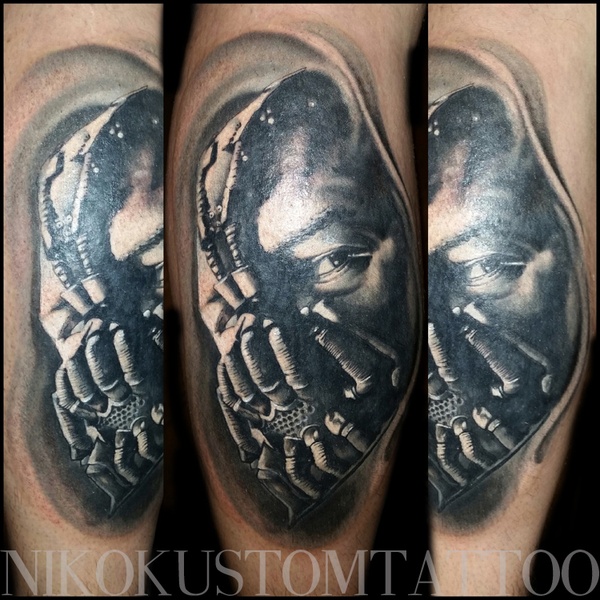 Tatouage réaliste portrait bane batman