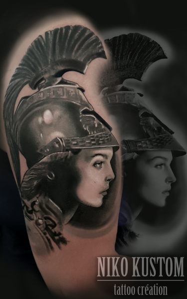 tatouage réaliste mythologie grecque athéna