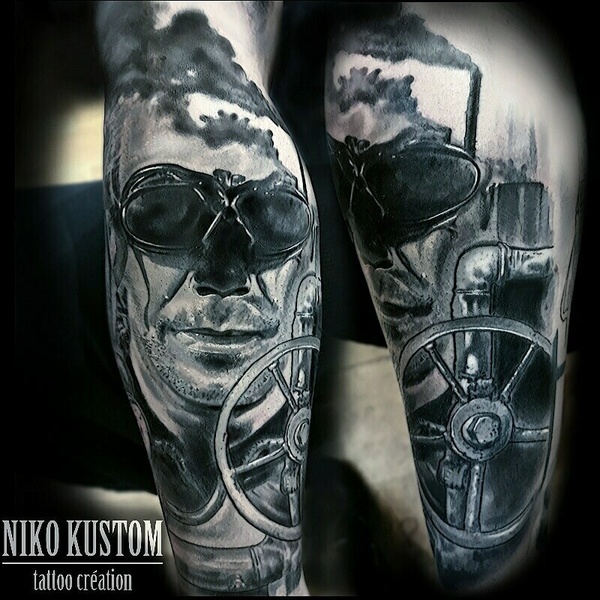 Tatouage réaliste portrait till lindemann rammstein