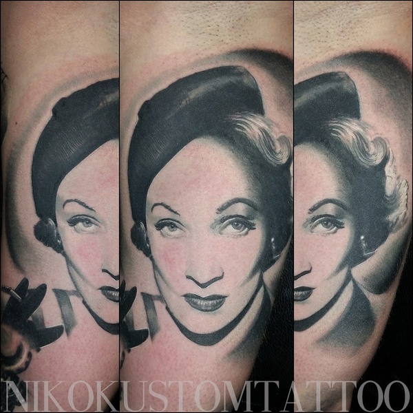 Portrait tatouage Marlen Dietrich 