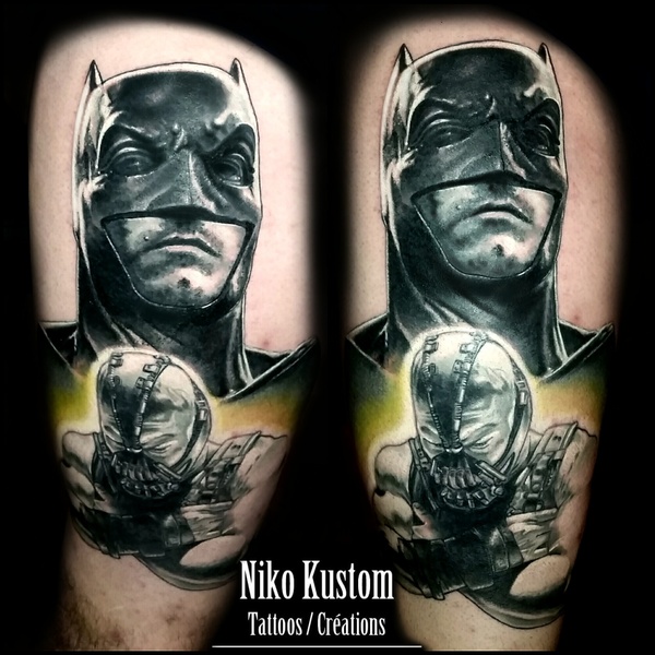 Tatouage réaliste cinéma portait batman