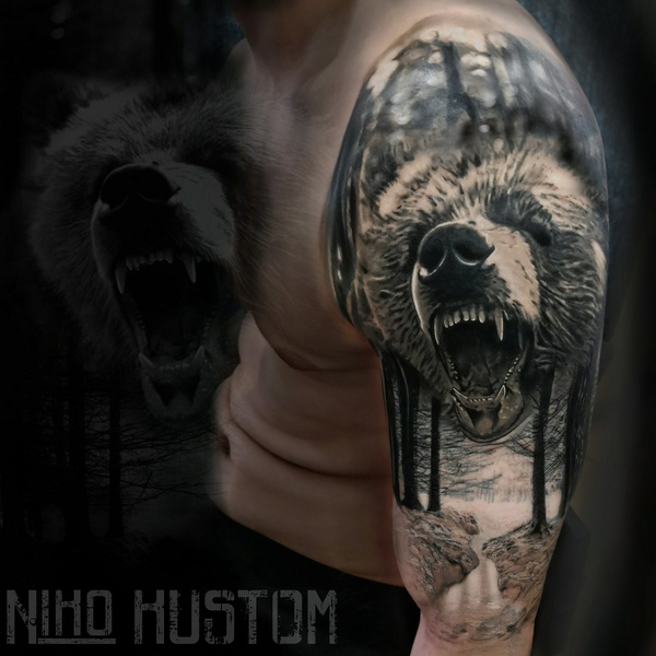 Tatouage réaliste ours