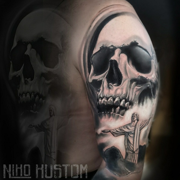 Tatouage réaliste crâne réaliste