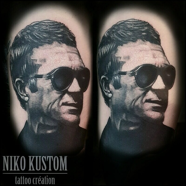 Tatouage réaliste portait Steve McQueen