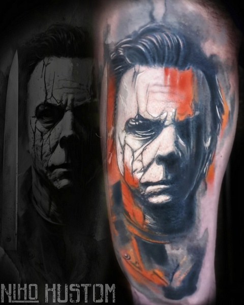 Mike myers portait halloween tattoo