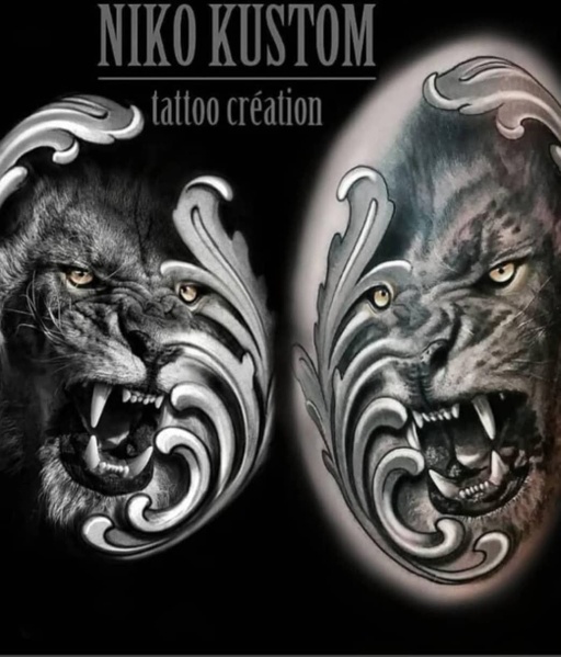 Tatouage lion réaliste