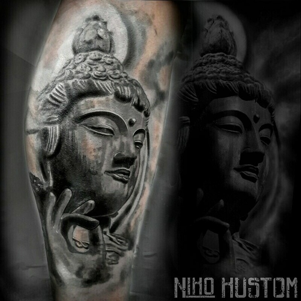 tatouage réaliste bouddha