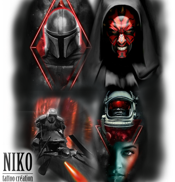 Tatouage star wars mandalorian  tattoo dark maul
