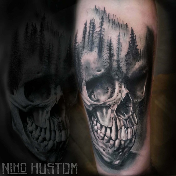 Tatouage réaliste crâne