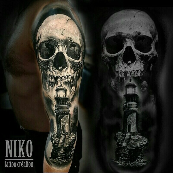 Tatouage réaliste crâne