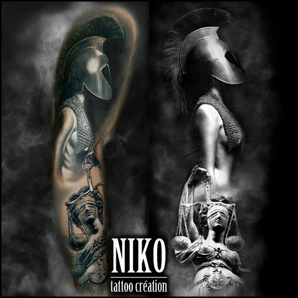 Tatouage réaliste spartiate 300